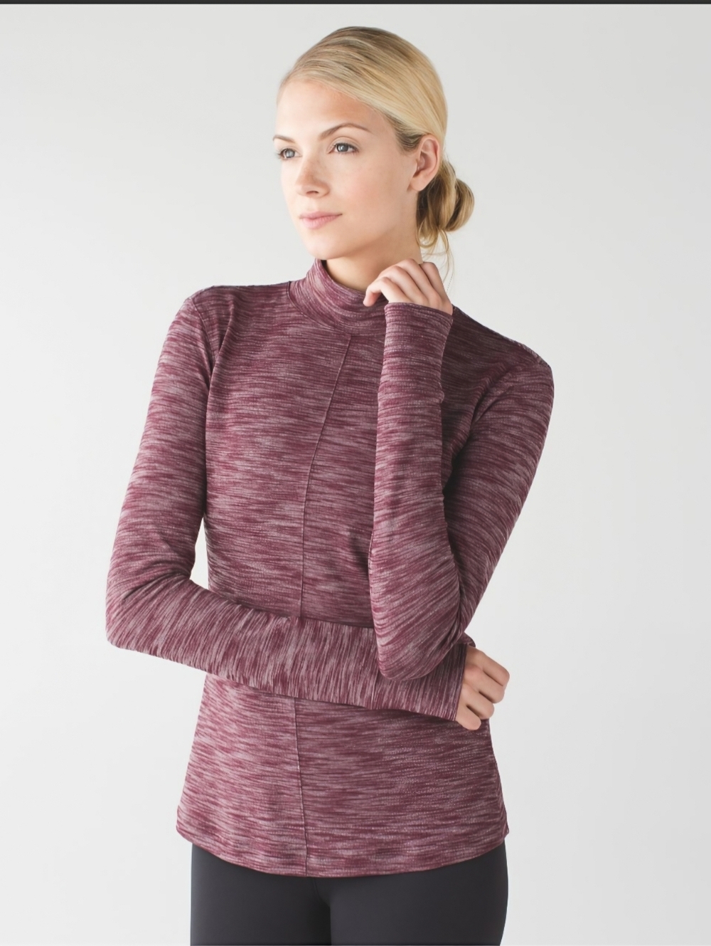 Lululemon Athletica & go Take-Off Long Sleeve- In Heathered Bordeaux- Cut Out